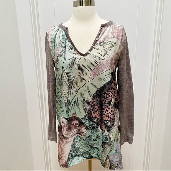 ANTHROPOLOGIE Akemi + Kin Fauna Leopard Print Henley - Picture 3 of 12